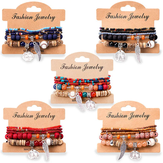 Wholesale Jewelry Bohemian Star Crown Alloy Seed Bead Beaded Stoving Varnish Bracelets