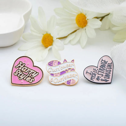 Wholesale Jewelry Cartoon Badge Heart Letter Ribbon Brooch Nihaojewelry