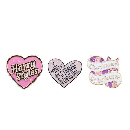 Wholesale Jewelry Cartoon Badge Heart Letter Ribbon Brooch Nihaojewelry