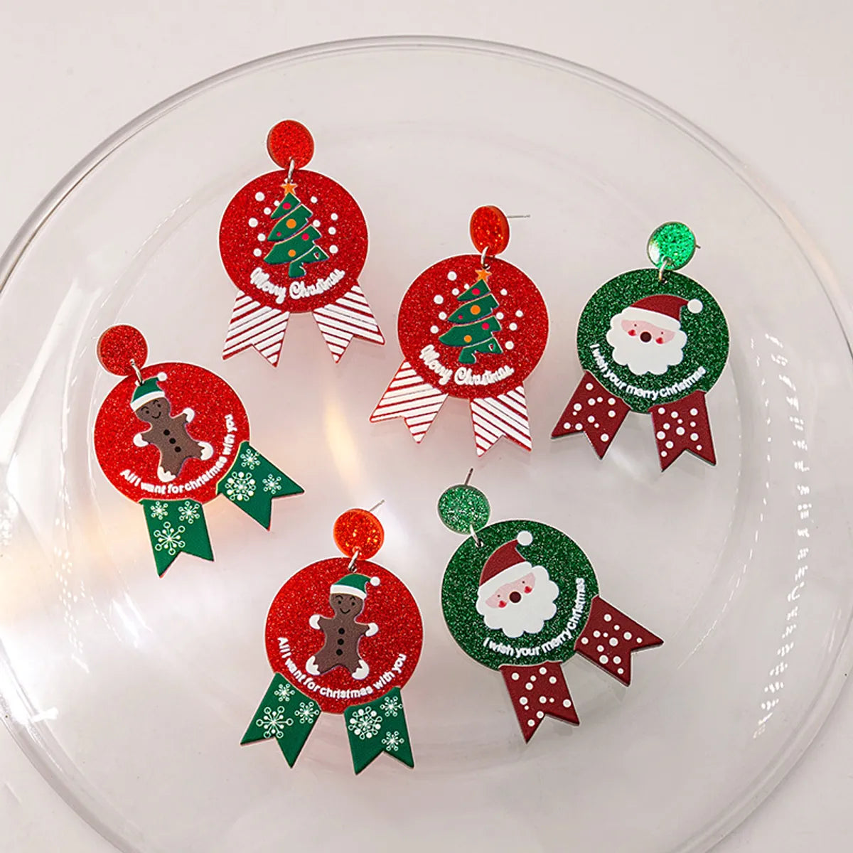 1 Pair Cartoon Style Christmas Tree Plating Arylic Drop Earrings