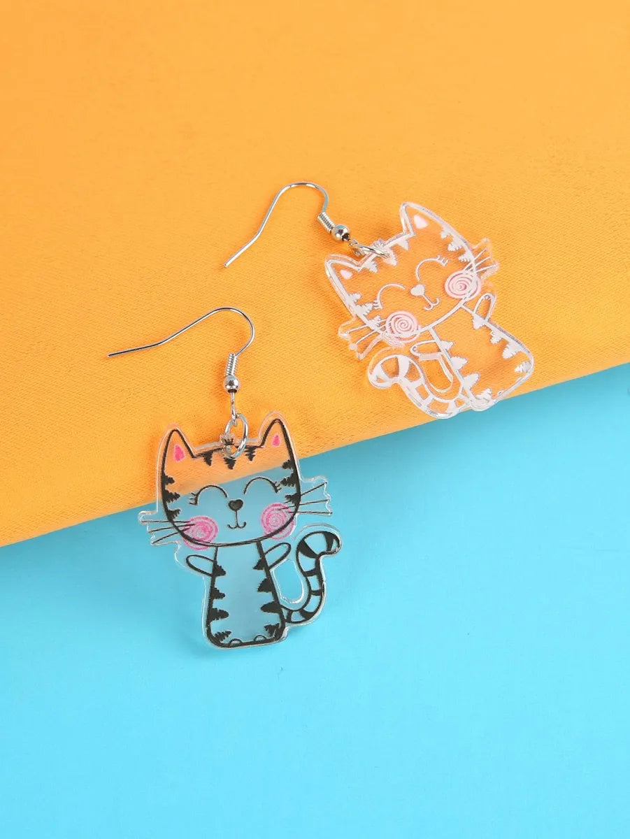 1 Pair Cartoon Style Cute Cat Arylic Zinc Alloy Drop Earrings