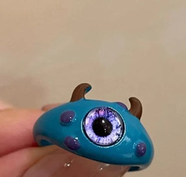 Wholesale Jewelry Cartoon Style Cute Eye Alloy Glass Plating Inlay Open Ring