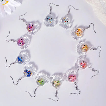 Wholesale Jewelry Cartoon Style Cute Octopus Plastic Resin Luminous Transparent Drop Earrings