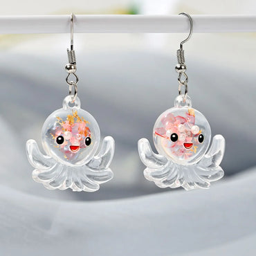 Wholesale Jewelry Cartoon Style Cute Octopus Plastic Resin Luminous Transparent Drop Earrings