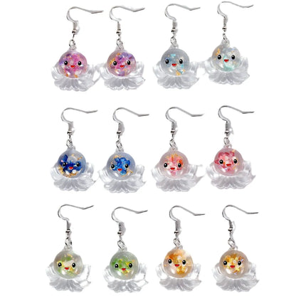 Wholesale Jewelry Cartoon Style Cute Octopus Plastic Resin Luminous Transparent Drop Earrings