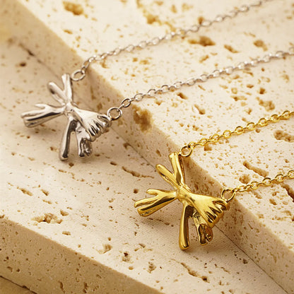 Wholesale Jewelry Cartoon Style Cute Simple Style Bow Knot 304 Stainless Steel 18K Gold Plated Plating Pendant Necklace