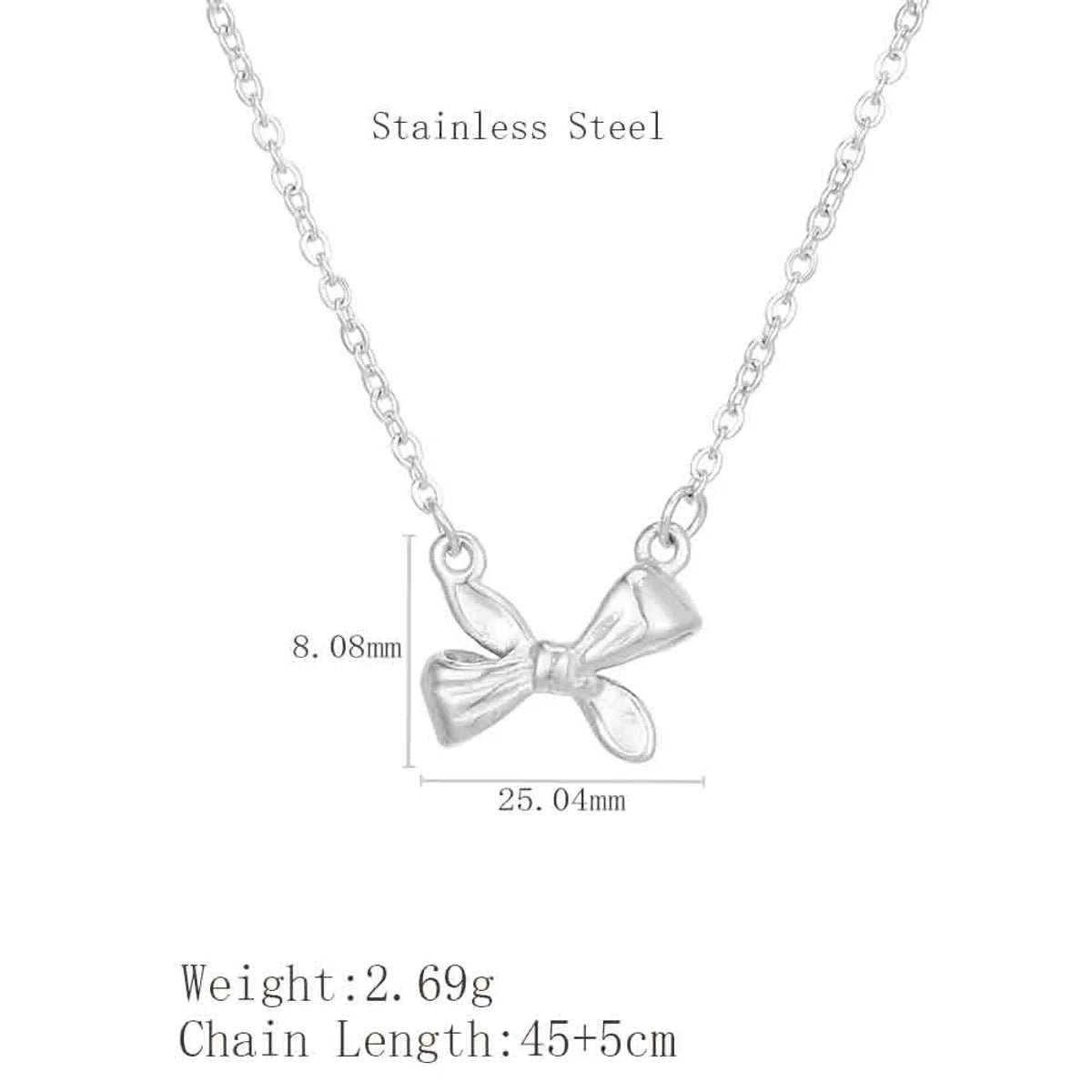 Wholesale Jewelry Cartoon Style Cute Simple Style Bow Knot 304 Stainless Steel 18K Gold Plated Plating Pendant Necklace