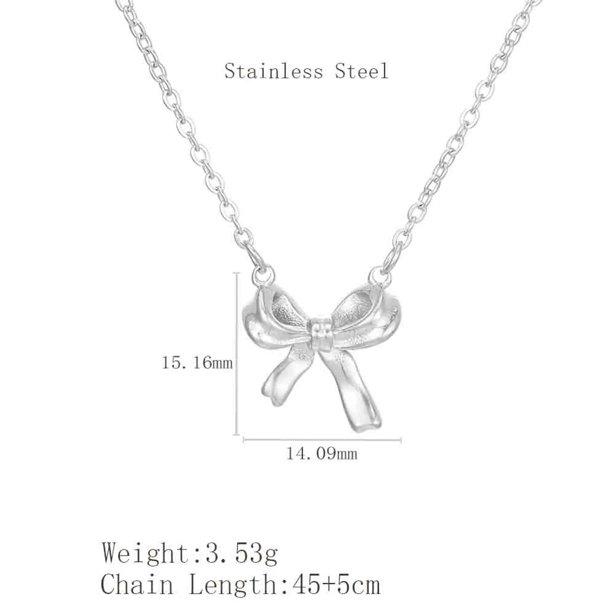 Wholesale Jewelry Cartoon Style Cute Simple Style Bow Knot 304 Stainless Steel 18K Gold Plated Plating Pendant Necklace