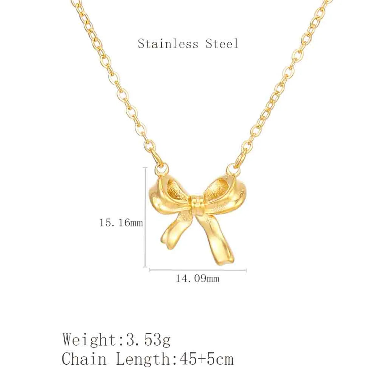 Wholesale Jewelry Cartoon Style Cute Simple Style Bow Knot 304 Stainless Steel 18K Gold Plated Plating Pendant Necklace