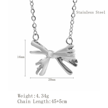 Wholesale Jewelry Cartoon Style Cute Simple Style Bow Knot 304 Stainless Steel 18K Gold Plated Plating Pendant Necklace