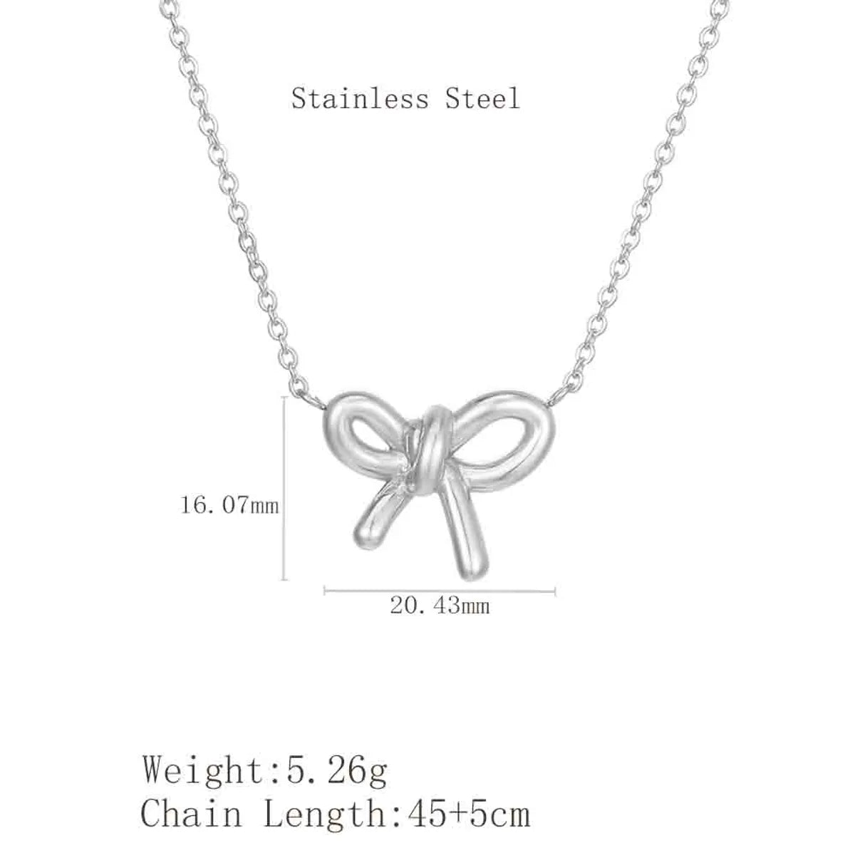 Wholesale Jewelry Cartoon Style Cute Simple Style Bow Knot 304 Stainless Steel 18K Gold Plated Plating Pendant Necklace