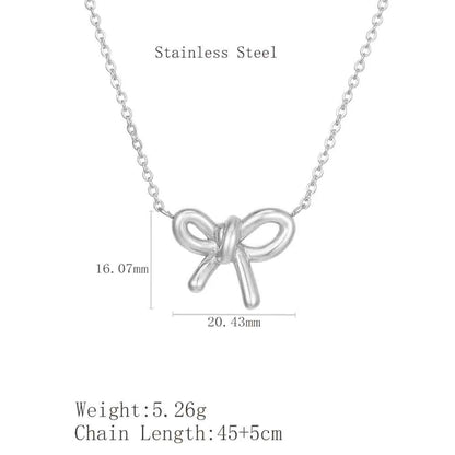 Wholesale Jewelry Cartoon Style Cute Simple Style Bow Knot 304 Stainless Steel 18K Gold Plated Plating Pendant Necklace