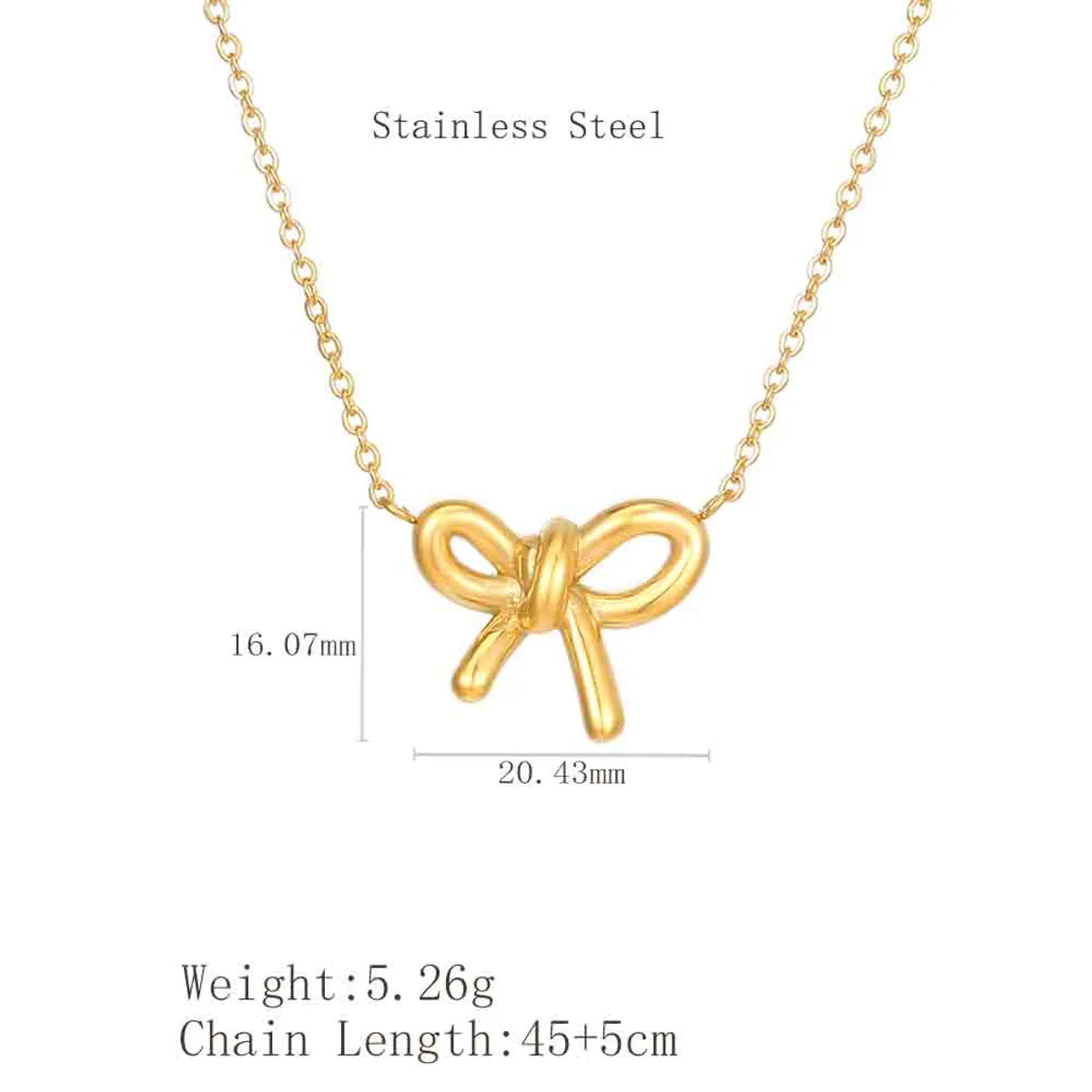 Wholesale Jewelry Cartoon Style Cute Simple Style Bow Knot 304 Stainless Steel 18K Gold Plated Plating Pendant Necklace