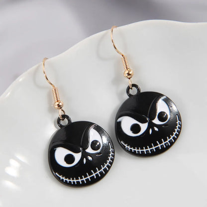 1 Pair Cartoon Style Funny Skull Alloy Drop Earrings