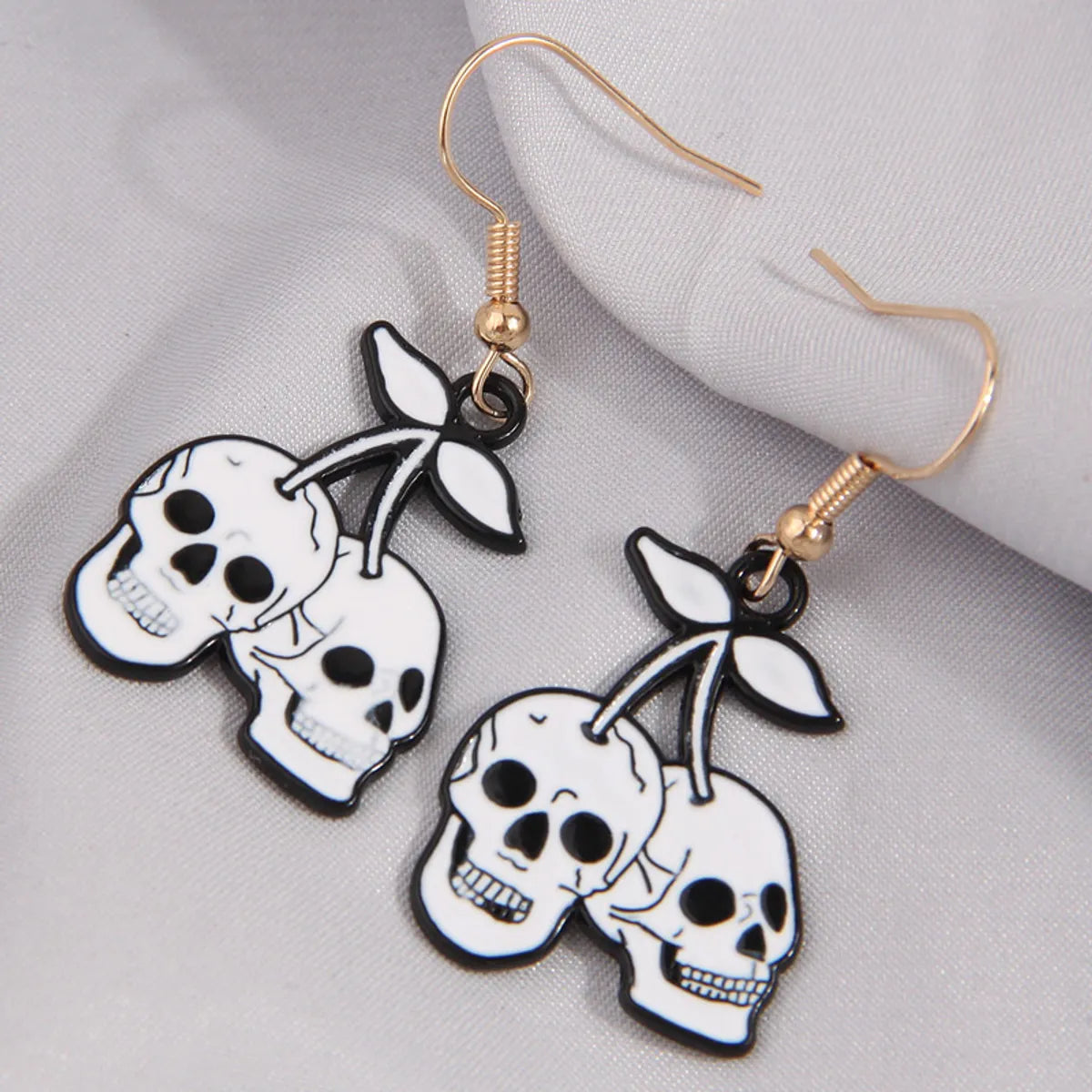 1 Pair Cartoon Style Funny Skull Alloy Drop Earrings