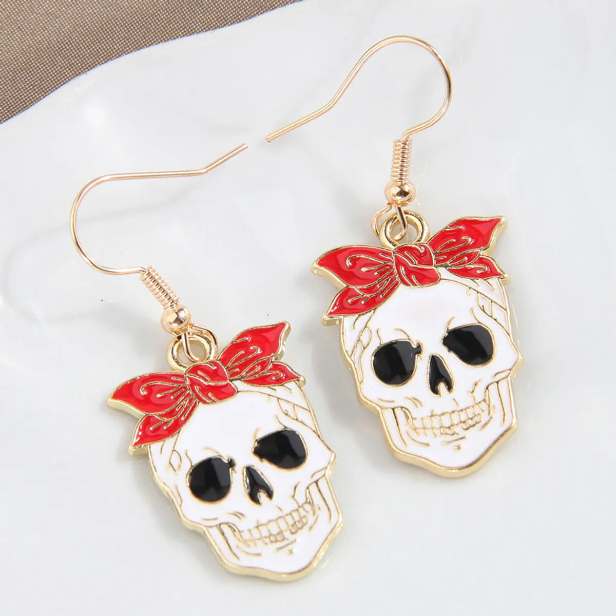 1 Pair Cartoon Style Funny Skull Alloy Drop Earrings