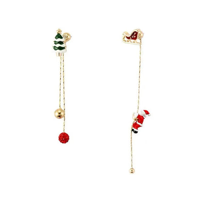 Wholesale Jewelry Cartoon Style Lady Christmas Tree Santa Claus Alloy Enamel Drop Earrings