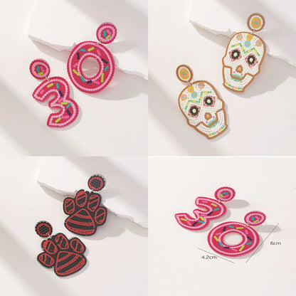 1 Pair Cartoon Style Number Skull Resin Drop Earrings