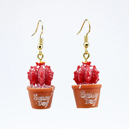 Wholesale Jewelry Cartoon Style Plant Resin Drop Earrings