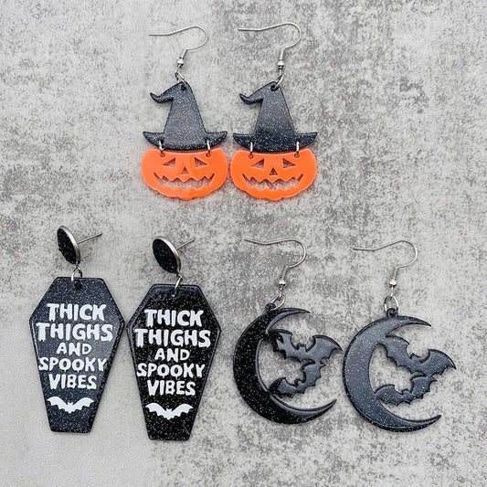 Wholesale Jewelry Cartoon Style Pumpkin Letter Arylic Drop Earrings