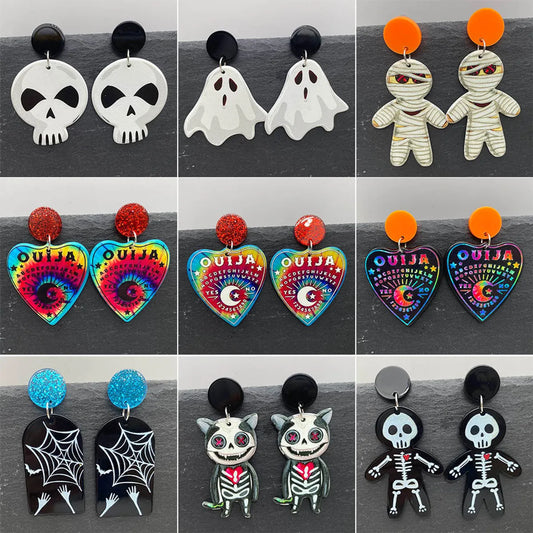 Wholesale Jewelry Cartoon Style Skull Arylic Drop Earrings