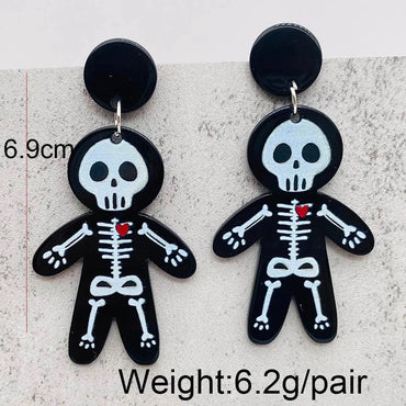 Wholesale Jewelry Cartoon Style Skull Arylic Drop Earrings