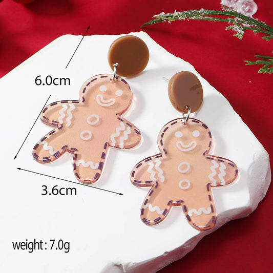 Wholesale Jewelry Cartoon Style Snowman Arylic Painted Drop Earrings