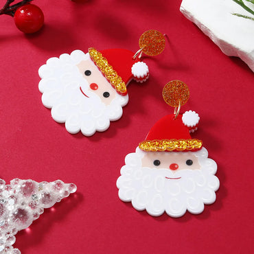 Wholesale Jewelry Cartoon Style Snowman Arylic Painted Drop Earrings