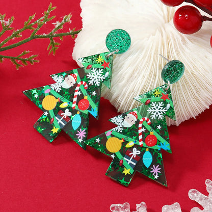 Wholesale Jewelry Cartoon Style Snowman Arylic Painted Drop Earrings