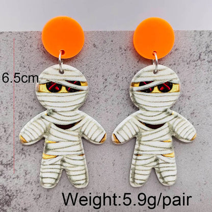 Wholesale Jewelry Cartoon Style Square Skull Arylic Drop Earrings