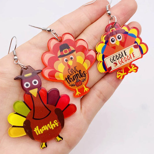 Wholesale Jewelry Cartoon Style Turkey Arylic Stoving Varnish Earrings