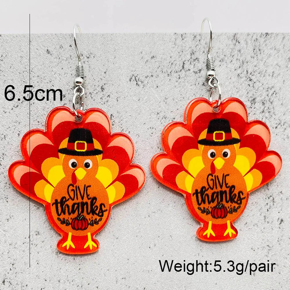 Wholesale Jewelry Cartoon Style Turkey Arylic Stoving Varnish Earrings