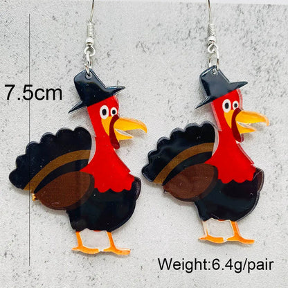 Wholesale Jewelry Cartoon Style Turkey Arylic Stoving Varnish Earrings