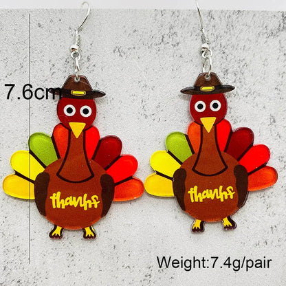 Wholesale Jewelry Cartoon Style Turkey Arylic Stoving Varnish Earrings