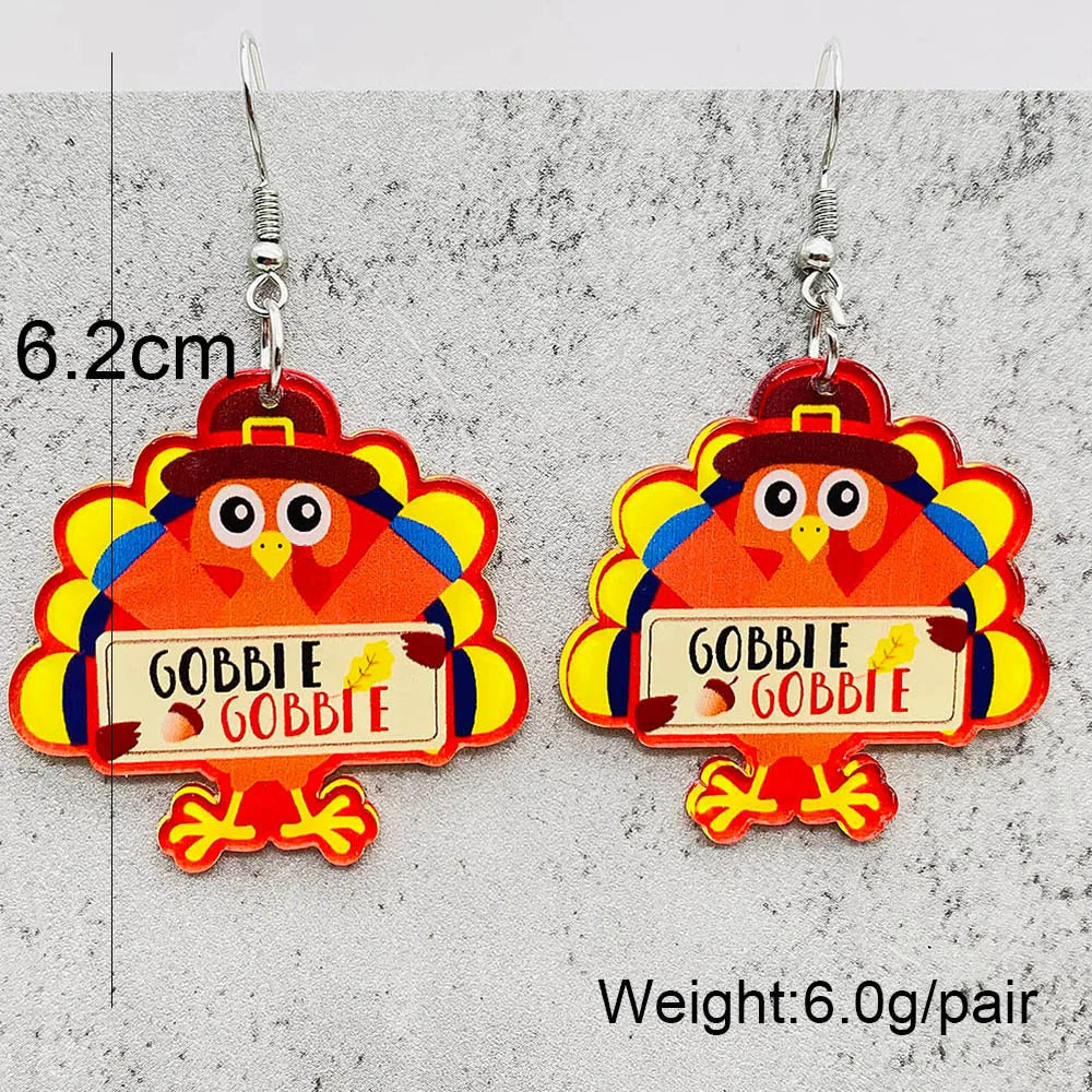 Wholesale Jewelry Cartoon Style Turkey Arylic Stoving Varnish Earrings