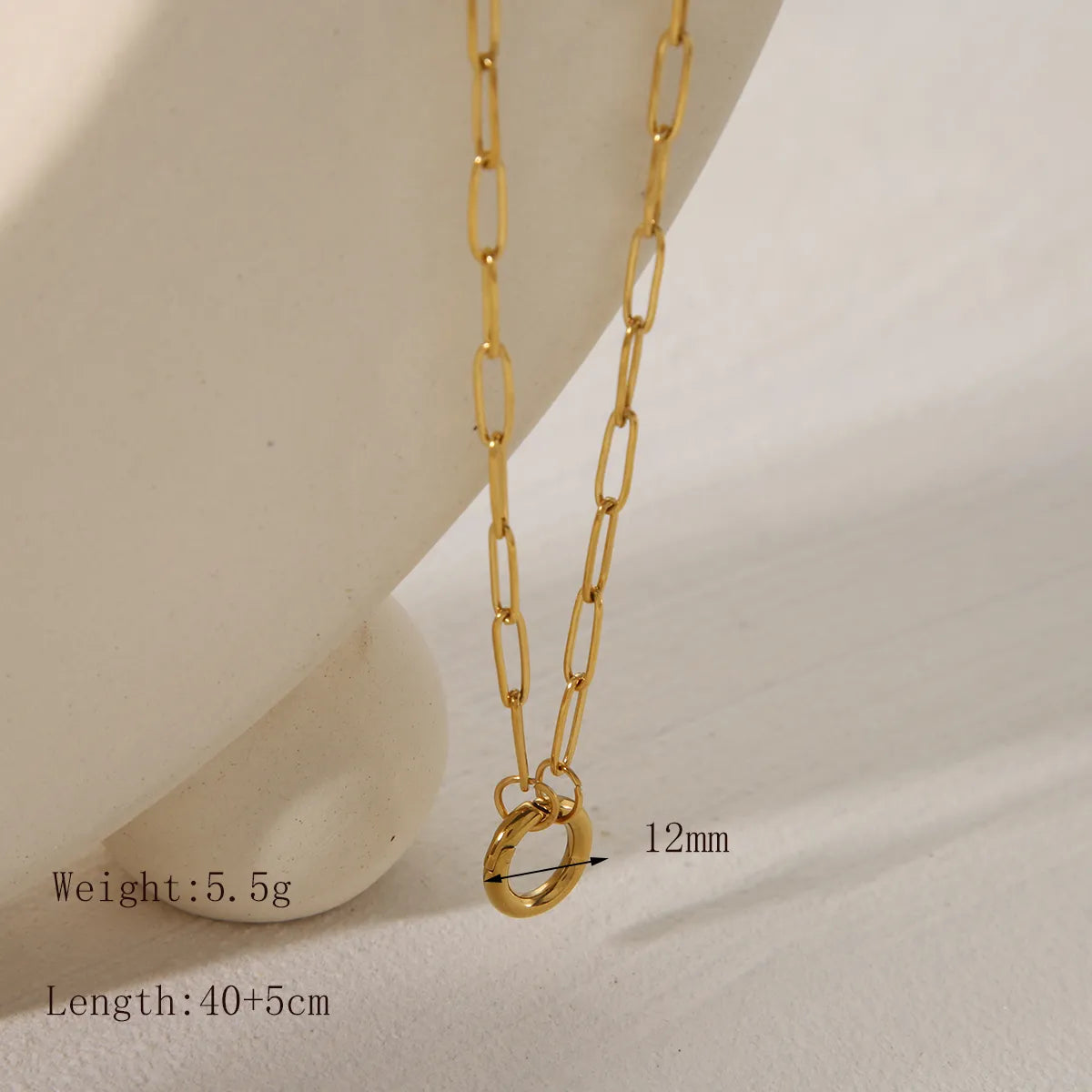 Wholesale Jewelry Casual Basic Commute Round Solid Color Rectangle 304 Stainless Steel 18K Gold Plated Pendant Necklace