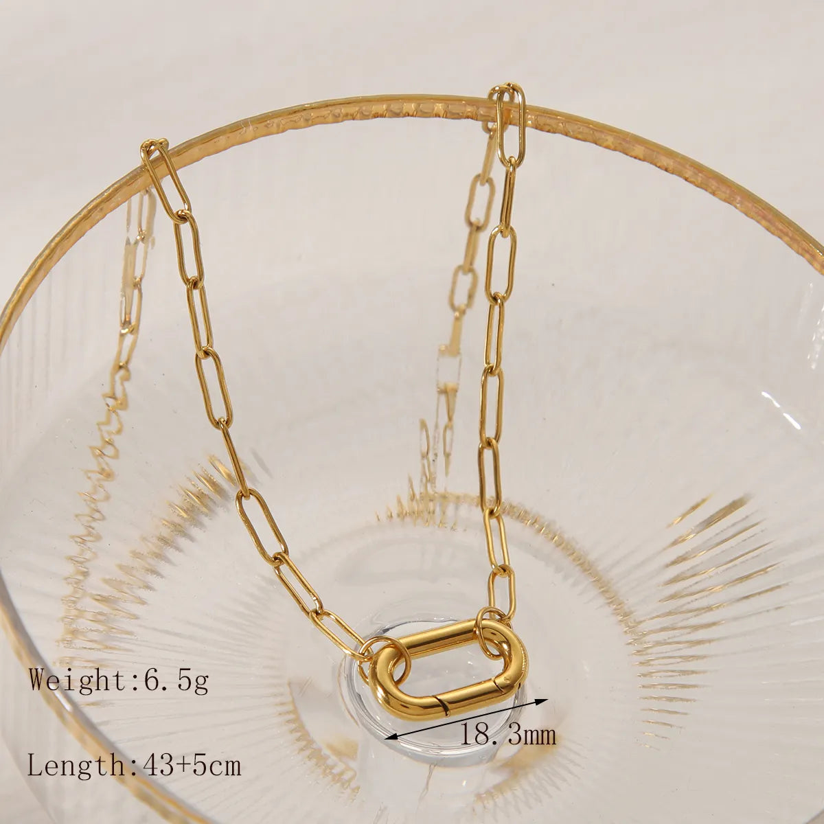 Wholesale Jewelry Casual Basic Commute Round Solid Color Rectangle 304 Stainless Steel 18K Gold Plated Pendant Necklace