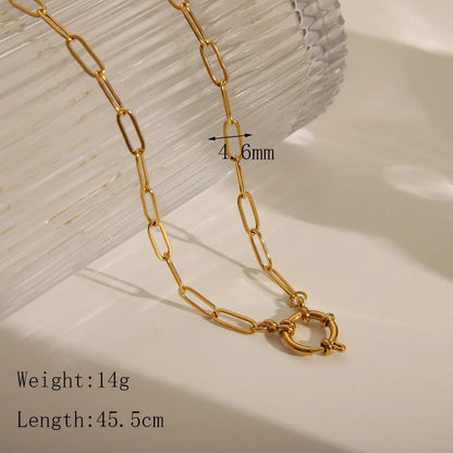 Wholesale Jewelry Casual Basic Commute Solid Color 304 Stainless Steel 18K Gold Plated Pendant Necklace