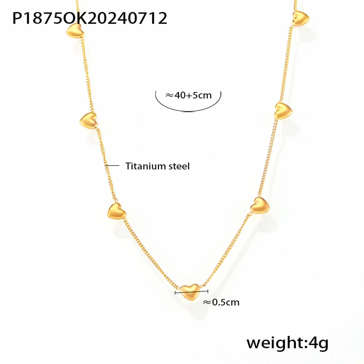 Wholesale Jewelry Casual Beach Simple Style Heart Shape Titanium Steel Necklace