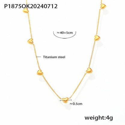 Wholesale Jewelry Casual Beach Simple Style Heart Shape Titanium Steel Necklace