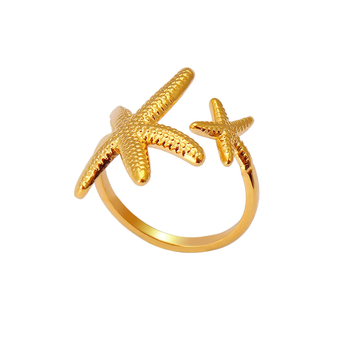 Wholesale Jewelry Casual Beach Simple Style Starfish Shell 304 Stainless Steel Plating Open Rings