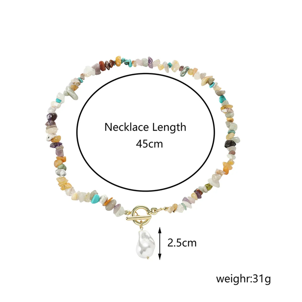 Wholesale Jewelry Casual Bohemian Simple Style Geometric Plastic Natural Stone Gravel Toggle Beaded Pendant Necklace