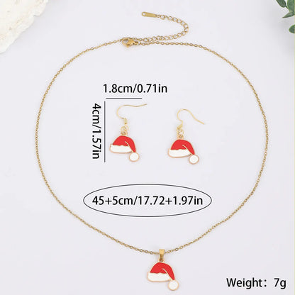 Wholesale Jewelry Casual Cartoon Style Cute Christmas Hat Christmas Tree 304 Stainless Steel Jewelry Set