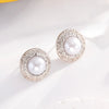 Wholesale Jewelry Casual Classical Simple Style Round 304 Stainless Steel Artificial Pearls 18K Gold Plated Inlay Earrings Necklace