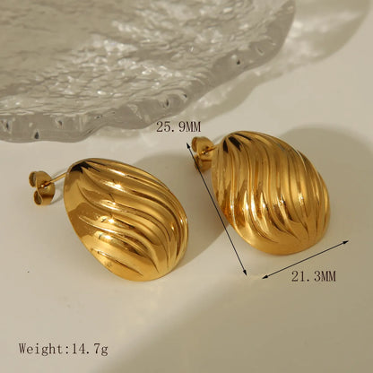 Wholesale Jewelry Casual Commute Texture Round 304 Stainless Steel 18K Gold Plated Earrings Necklace