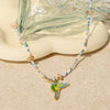 Wholesale Jewelry Casual Cute Artistic Bird 304 Stainless Steel 14K Gold Plated Beaded Enamel Pendant Necklace