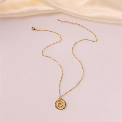 Wholesale Jewelry Casual Cute Classic Style Solid Color Spiral 304 Stainless Steel 18K Gold Plated Pendant Necklace