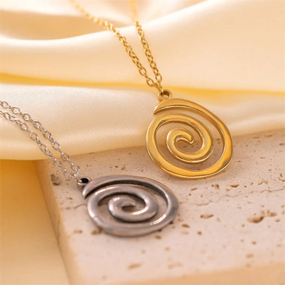 Wholesale Jewelry Casual Cute Classic Style Solid Color Spiral 304 Stainless Steel 18K Gold Plated Pendant Necklace