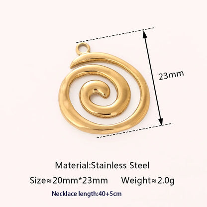 Wholesale Jewelry Casual Cute Classic Style Solid Color Spiral 304 Stainless Steel 18K Gold Plated Pendant Necklace