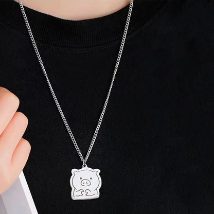 Wholesale Jewelry Casual Cute Modern Style Pig Titanium Steel Iron Pendant Necklace